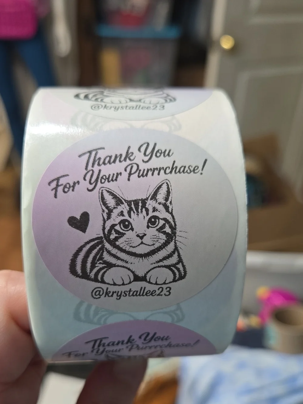 @krystallee23 - 100 Rainbow Cat Thank You Sticker Custom Reprint